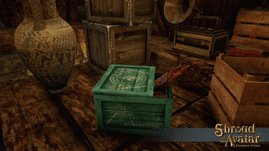 An aqua crate of candle fireworks sits in a cluttered attic. In the velvet darkness of the blackest night, burning bright, there's a guiding star.