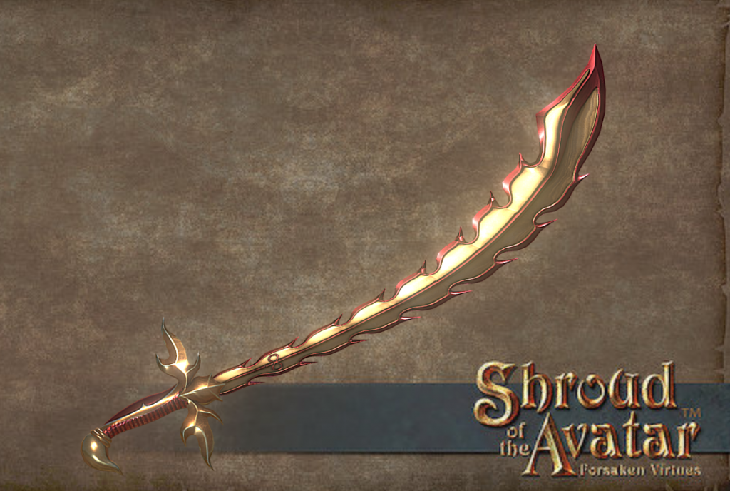 Item rewards. Shroud of the avatar: Forsaken Virtues. Flaming Scimitar. Off-hand Weapon of the Forsaken Flame.